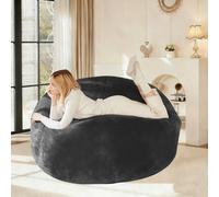 5-Foot Bean Bag Sofa Chair with Eco-Friendly Bead Filling, Reading Lounger Perfect for Pressure-Relieving, 120L x 120W x 60H cm, Dark Gray Aosom UK