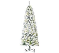 5 Foot Prelit Christmas Tree Artificial - White Frosted Green with LED Lights Warm White 348 Tips