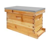 5-Frame Bee Hive Box kit Bee Incubator Wax Coated Chinese Fir Beehive Boxventilated Top Board and Metal Cover for Queen Rearing and Honey Production, for Hobby Beekeepers