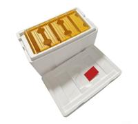 5-Frame Foam Bee Mating Box Queen Rearing Nucleus Breeding Portable | Insulating foam material White and yellow color Natural comb support Lightweight design Easy visual identification