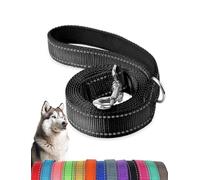 5 FT * 1 in Heavy Duty Dog Leash with Soft Padded Double Handle, Durable Strong Clasp Dog Leashes, Reflective Nylon Walking Lead for Large,Medium,Small Breed Dogs,Black
