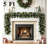 5 Ft Artificial Christmas Garlands Decoration With Pine Cones, Artificial Snowy Pine Garland Xmas Garlands Decor Indoor Outdoor