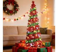 5 Ft Collapsible Christmas Tree, Pop Up Christmas Tree, Artificial Christmas Tree for Holiday Xmas Decorations, Home Display, Office Decor