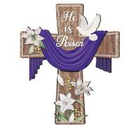 5 FT Easter He is Risen Yard Sign Religious Cross Sheep Cardboard Cutout Waterproof Stand-up Life Size Photo Booth Props for Spring Home Outdoor Garden Spring Easter Party Decorations (1, Cross)