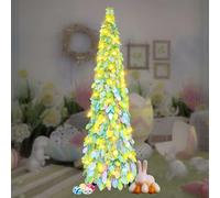 5 Ft Pop Up Easter Tree with 16.5 Ft String Lights, Artificial Pencil Easter Tree for Holiday Decorations, Home Display, Office Decor, Easy Assembly (A)