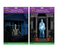 5 ft x 9 ft Large Gray Holographic + 40" x 60" White Window Rear Projection Screens with Mounting Hardware for Projecting Halloween Videos