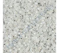 5 g Miyuki DELICA Seed Beads Rocailles, Size 11/0, Opaque White Ab (# DB0202), Japan, Glass