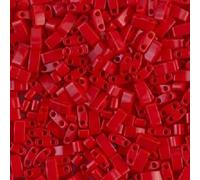 5 g Miyuki Tila-Half Tila-Quater Tila 2-Hole Beads, Size Half Tila 5 x 2.3 mm, Opaque Dark Red (# 0408), Japan, Glass