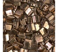 5 g Miyuki Tila-Half Tila-Quater Tila 2-Hole Beads, Size Tila 5 x 5 mm, Metallic Dark Bronze (# 0457), Japan, Glass
