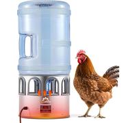 5 Gallon Heated Poultry Waterer,Chicken Waterer with Stainless Steel Base,8 Drinking Windows & LED Display Screen,32 °F-122°F Temperature Adjustable,for Chickens,Ducks,Geese and Chicken Coop