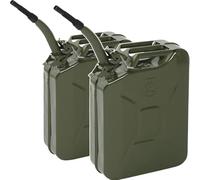 5 Gallon Metal Container with Spout and Handle for Water Liquid Sturdy Storage Jar for Cars Trucks Motorcycle Automotive Equipment, 20L, Army Green, US Standard,2 pack