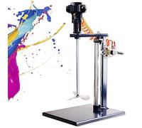 5 Gallon Pneumatic Paint Mixer Machine, Stainless Steel Automatic Lift Paint Stirrer with Stand, Desktop Vertical Air Agitator, Height Adjustable, Ink Coating Mix Tool(Three Impellers)