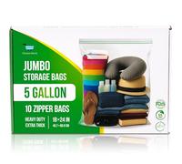 5 Gallon Storage Bags - 10 Count, Extra Strong And Super Durable, 2 Mil Thick, Leak-Proof Unique Zipper, Extra Large Storage Bags for Home & Travel