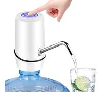 5 Gallon Water Dispenser, Electric Water Bottle Pump with Switch and USB Charging, Portable Automatic Water Dispenser Pump for Camping, Travel, Home, Kitchen, Office-White