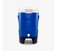 5-Gallon Wheeled Portable Water Cooler, Heavy-Duty Insulated Beverage Dispenser with Rugged Wheels and Telescoping Handle, Leak-Resistant Spigot & Pressure-Fit Lid, Blue/White