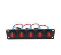 5 Gang Switch Panel with LED for Marine Use (Red)
