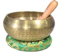 5" Gold Tibetan Meditation Yoga Singing Bowl Set (Large) ~Live Fully Now ~ Tuned to B ~ Hand Hammered Antique design ~Wood Striker ~ Mindfulness, Meditation, Yoga, and Chakra