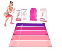 5 Gradient Pink Resistance Bands Set - Natural Latex Exercise Loops for Yoga, Pilates & Strength Training with Bag & Guide
