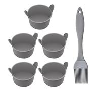5 Gray Air Fryer Cup Molds with 1 Gray Oil Brush, Air Fryer Silicone Baking Cups, Small Pudding Molds, Silicone Baking Molds to Create Yorkshire Puddings, Cakes, Eggs, Etc