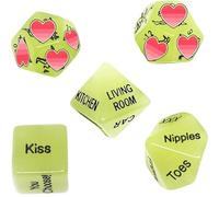 5 Green Incandescent Plastic Game Dice, Friends And Family Sports Prompt Dice, Clear Guiding Action Patterns, Couple Gift -UK-K8