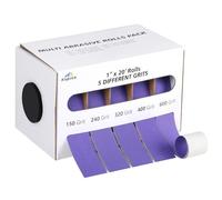 5 Grits Emery Cloth Roll, 150 240 320 400 600 Grits Abrasive Sandpaper Rolls, 1" x 20 Ft Purple Sand Paper for Wood, Furniture Metal & Wall, 5 Rolls of Wet and Dry sandpaper with Dispenser