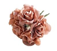5-Head Curl Edge Rose Bouquet, Real Touch Moisturizing Rose Bunch - 26cm Wedding Bridal Bouquet, Home Party Event Decor(Color2)