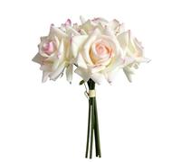 5-Head Curl Edge Rose Bouquet, Real Touch Moisturizing Rose Bunch - 26cm Wedding Bridal Bouquet, Home Party Event Decor(Color5)