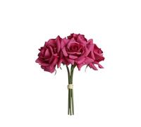 5-Head Curl Edge Rose Bouquet, Real Touch Moisturizing Rose Bunch - 26cm Wedding Bridal Bouquet, Home Party Event Decor(Color3)