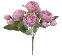 5-Head Silk Persian Peony Floral Bouquet for Wedding Signage Table Decor Entryway Console and Content Creator Set Design (Light Purple)
