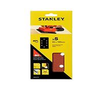 Stanley Punched Hook and Loop 1/3 Sanding Sheets 93mm x 190mm 80g Pack of 5