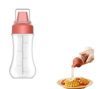 5 Hole Sauce Vinegar Ketchup Condiment Dispenser,Measurable Condiment Squeeze Bottle,Plastic Measurable Condiment Squeeze Bottle with Dust-proof Cover for Ketchup,BBQ,Sauces,Syrup,350ml (Red)