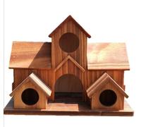 5-Hole Wooden Birdhouse Handmade Natural Outdoor Bird Houses for Garden, Backyard Patio, Large Hanging Bird Shelter with Rustic Decor