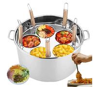 5 Holes Commercial Multipots Stainless Steel Pasta Cooker - Noodles Cooking Machine for Home Kitchen or Restaurant - Spaghetti Maker and Boiler - 5-Hole Divider and Colan