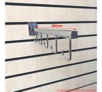 5 Hook Straight Display Arm for Slatwall - Chrome Design, 400mm Long Retail Fixture for Clothing and Accessories Display, Durable Metal Construction