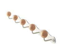 5-Hook Wall-Mounted Coat Hanger, White Material Ball, 19.5 in / 49.5 cm Wave Design Entryway Wall Organizer, Modern Creative Hook Rack for Entryway, Adhesive or Drilling Install, Space Saving