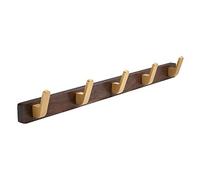 5-Hook Wall-Mounted Coat Rack - Durable Zinc Alloy Hooks on Elegant Walnut Base, Perfect for Bathroom, Kitchen, Entryway & Stylish Towel Holder - Great Easter Gift Idea