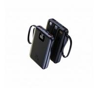 [5-in-1] 22.5W Fast Charging Power Bank 10000mAh, Compact Portable Charger with 4 Built-in Cables & LED Display, 5 Outputs & 3 Inputs Battery Pack for iPhone Android and More (Black, 10000mAh)