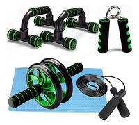 5-in-1 AB Wheel Roller Kit AB Roller Pro with Push-Up Bar, Jump Rope and Knee Pad - Perfect Abdominal Core Carver Fitness Workout for Abs - Home Gym Workout (green)