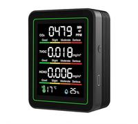 5 in 1 Air Quality Monitor, Formaldehyde CO2 Detector for Home, TVOC Meter with Temperature & Humidity Sensor, 2.8" Color LCD Indoor Air Quality Monitor, Real-Time Air Quality Analyzer