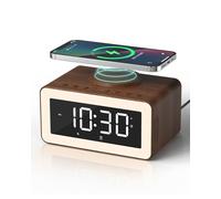 5 in 1 Alarm Clocks Bedside with Wireless Charger, White Noise Machine, Colourful Night Light, Bluetooth Speaker, Digital Clock, Dimmable LED Display, Birthday Gifts for Men Women Gifts for Dad Mum