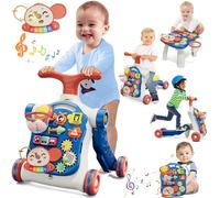 5 in 1 Baby Push Walker for Baby, Activity Centre Learning to Walk, Sit, Stand, Early Learning Push Toy for Toddlers, 12 Months, Walking Toy Gift for Toddlers, Blue
