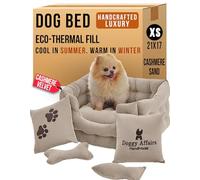 5-in-1 Premium Handcrafted Dog and Cat Bed Set | 3X More Durable Royal Dutch Velvet Washable Elevated Puppy and Kitty Couch with 2 Cushions & 2 Toys - Super Soft Dutch Velvet, Size (21in-17in-10in)