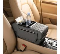5 in 1 Car Armrest Console Cushion Car Armrest Box Height Cushion Multifunctional PU Leather Cars Box Mat Memory Universal Console Cushions (Gray,A)