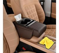 5 in 1 Car Center Console Pad,Integrated Multifunctional Car Armrest Heightening Pad,PU Leather Cars Armrest Storage Box with 2 Cup Holder,Tissue Box,Phone Slot for Most Vehicles