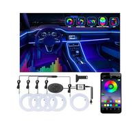 5 in 1 Car LED Strip Lights with App Control, RGB Colored Interior Lights, Ambient LED Lighting Kit, 4 Flashing Light Modes, USB Neon Accessories for Doors