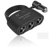 5 in 1 Cigarette Lighter Splitter Car Lighter Adapter 120W 12/24V Multi Sockets Charger Adapter with 3 Cigarette Plug 2 USB TYPE-C Port 3.1A Fast Charging for iPhone Samsung Galaxy Laptop Car Device
