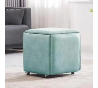 5-in-1 ckable Cube Set with Wheels - Modern PU Leather Seating for Living Room & Dining Room Versatile Footstool & Makeup Table (14 x 14 x 15 inches)