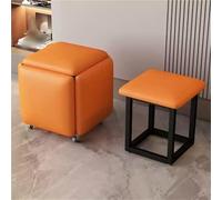 5-in-1 ckable Ottoman Stool with Swivel Casters, Rolling Foot Stool & Chair, Cube Ottoman for Living Room & Bedroom, Cact Design (, Small)