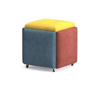 5-in-1 Colorful Stool Cubes with Swivel Casters Stackable Ottoman Chairs Movable Footstools Rolling Nesting Seats for Bedroom Living Room 35x35cm (14x14inch)