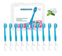 5 - in - 1 Compact Toothbrush Travel Set - Includes Toothpaste, Floss, Pick, Tongue Scraper & Cleaning Beads, Disposable Mint - Flavored Brushes for On - The - Go Use